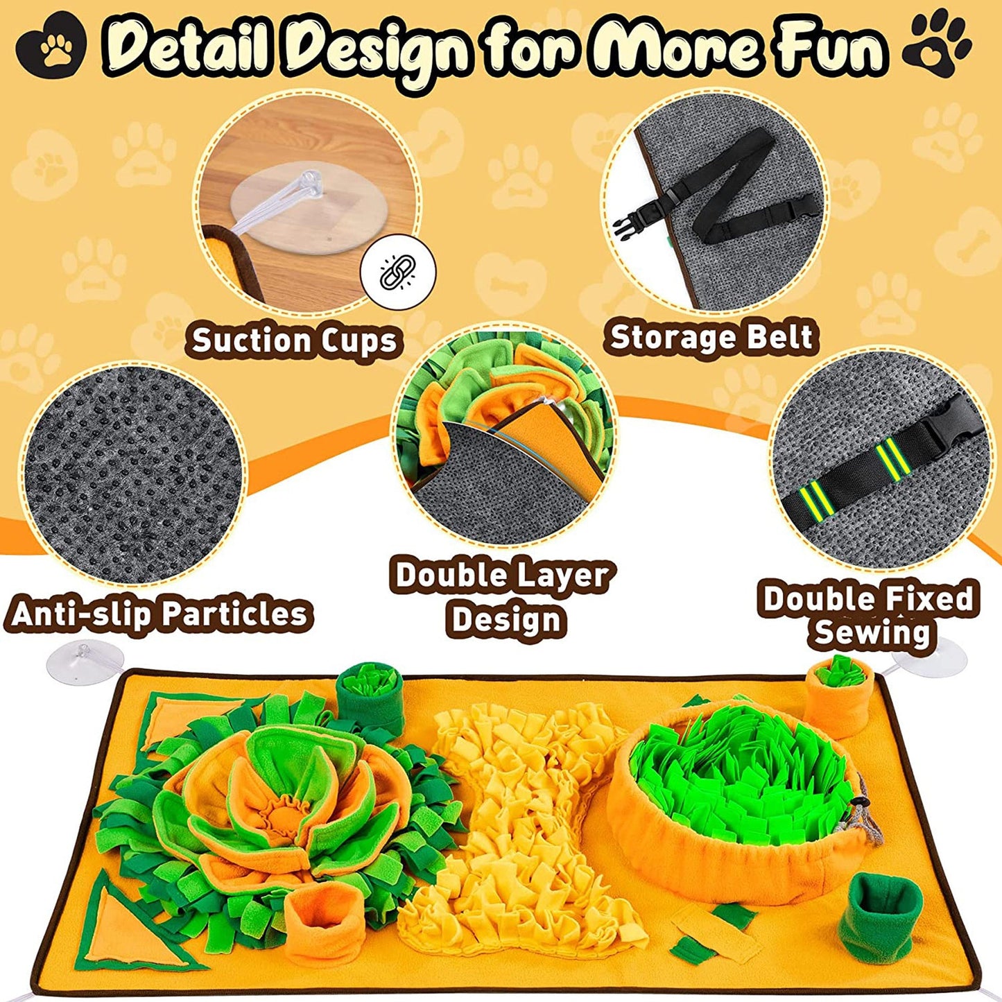 Large Snuffle Mat for Dogs - Interactive Sniff & Slow Feeder Mat for Stress Relief and Enrichment