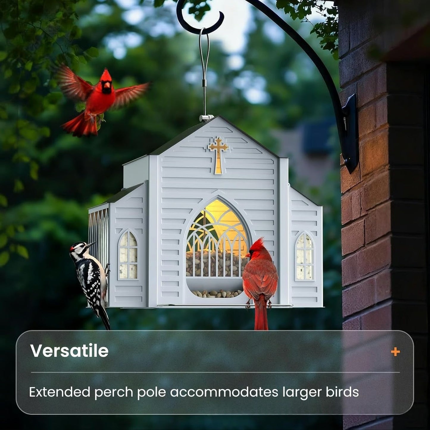 Solar-Powered Church-Style Bird Feeder - Decorative Hanging Garden Feeder