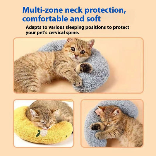 Pet Sleeping Mat with Neck Support | U-Shaped Pillow Bed for Dogs & Cats