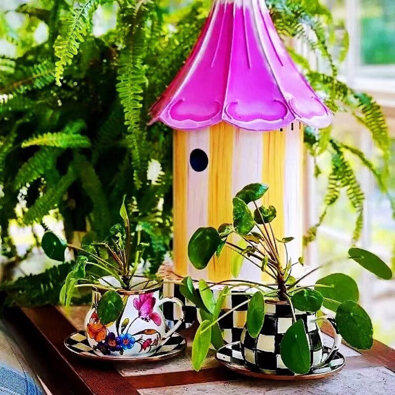 Hand-Painted Decorative Pendant Bird Feeder - Hanging Metal & Resin Garden Feeder