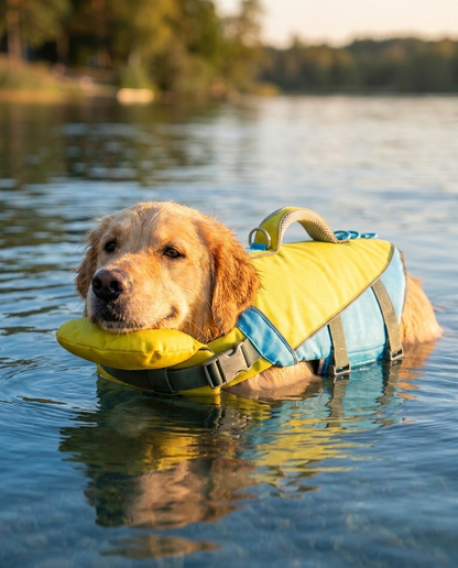 floaty - dog life jacket with head rest