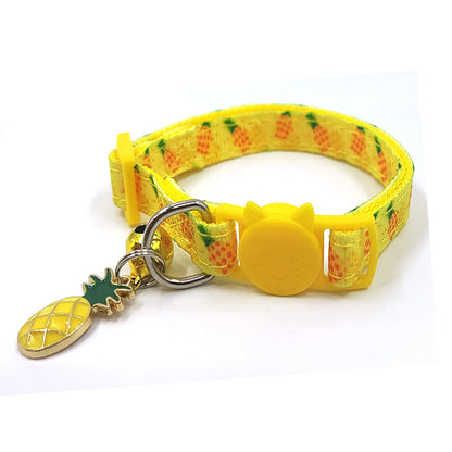 Cat Collar with Bell - Fun Fruit Print Nylon Safety Collar