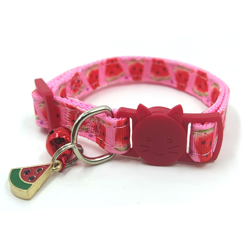 Cat Collar with Bell - Fun Fruit Print Nylon Safety Collar