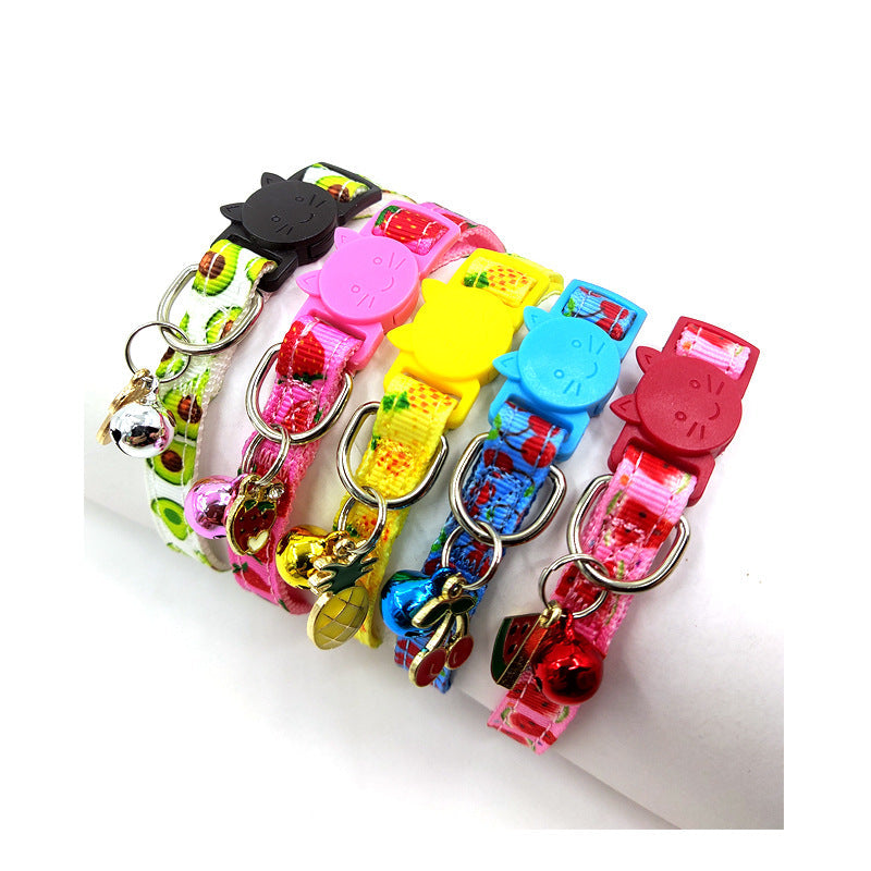 Cat Collar with Bell - Fun Fruit Print Nylon Safety Collar