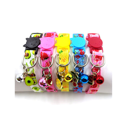 Cat Collar with Bell - Fun Fruit Print Nylon Safety Collar