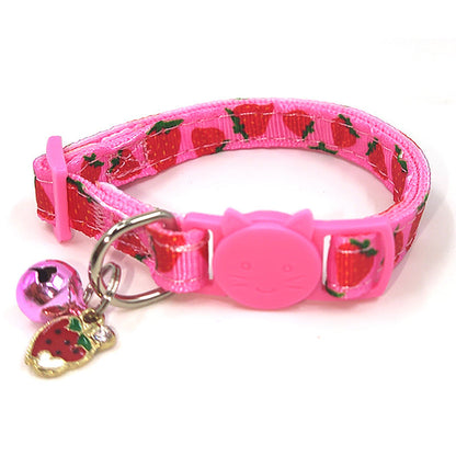 Cat Collar with Bell - Fun Fruit Print Nylon Safety Collar