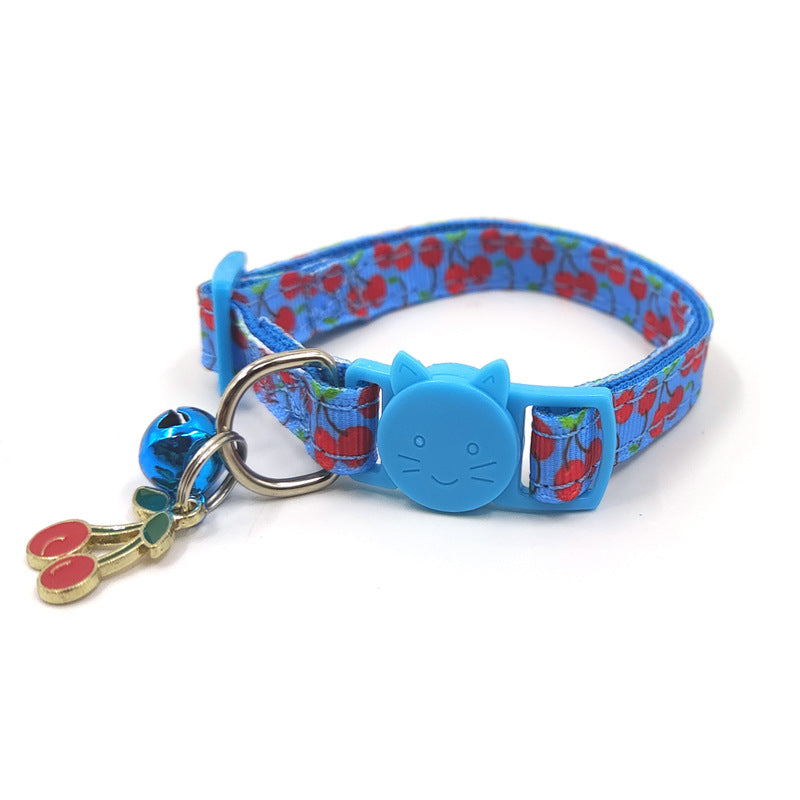 Cat Collar with Bell - Fun Fruit Print Nylon Safety Collar
