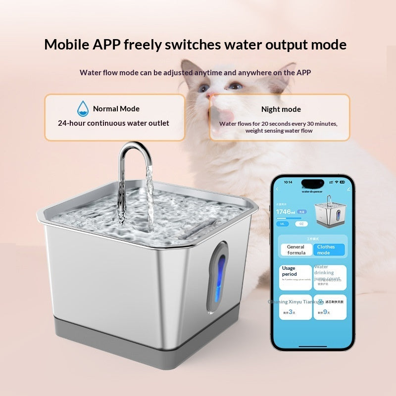 Automatic Cat Water Fountain - App Controlled, Battery Powered, Radar Sensor, 4L