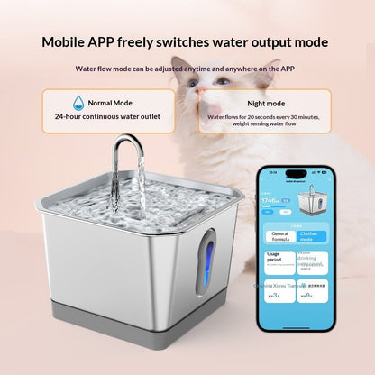 Automatic Cat Water Fountain - App Controlled, Battery Powered, Radar Sensor, 4L