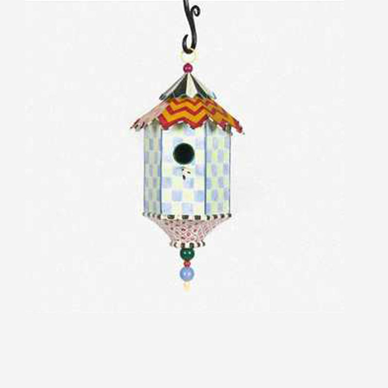 Hand-Painted Decorative Pendant Bird Feeder - Hanging Metal & Resin Garden Feeder