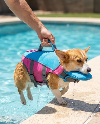 floaty - dog life jacket with head rest