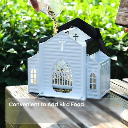 Solar-Powered Church-Style Bird Feeder - Decorative Hanging Garden Feeder