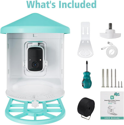 Smart Bird Feeder with Wireless Camera - AI Bird Watching & Recognition