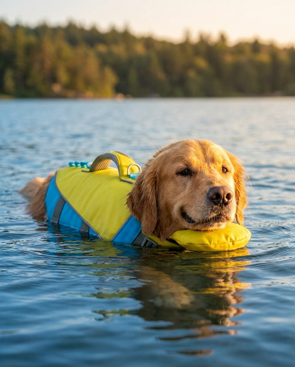 floaty - dog life jacket with head rest