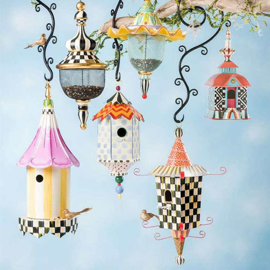 Hand-Painted Decorative Pendant Bird Feeder - Hanging Metal & Resin Garden Feeder