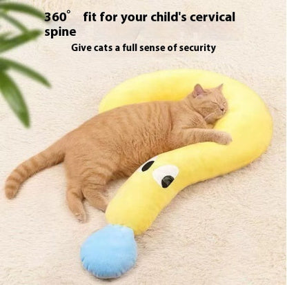 Pet Sleeping Mat with Neck Support | U-Shaped Pillow Bed for Dogs & Cats