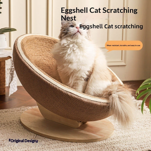 Cat Scratching Post - Eggshell Cup Bed with Scratch Pad Ball, Breathable Board