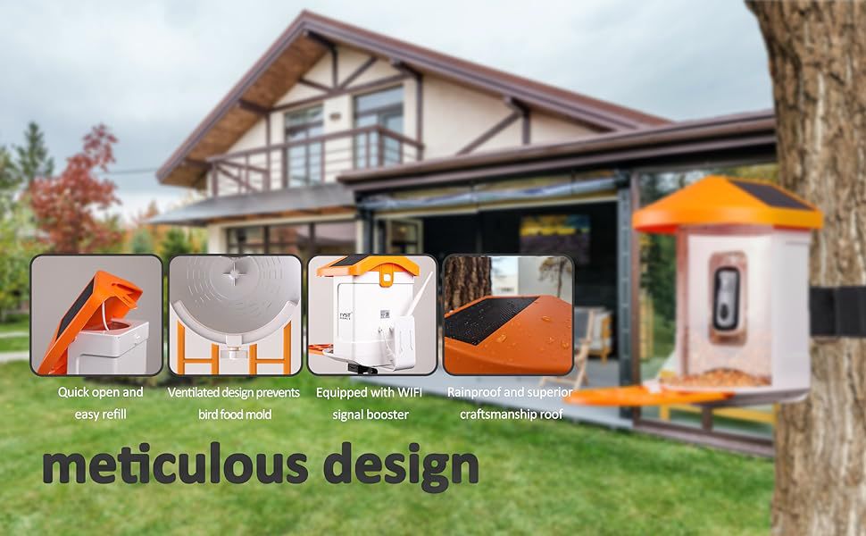 Smart Bird Feeder with Wireless Camera - AI Bird Watching & Recognition
